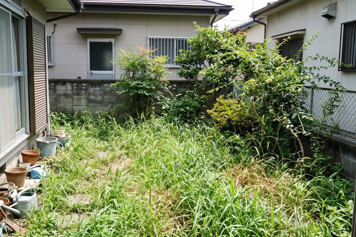 草がのび放題の庭