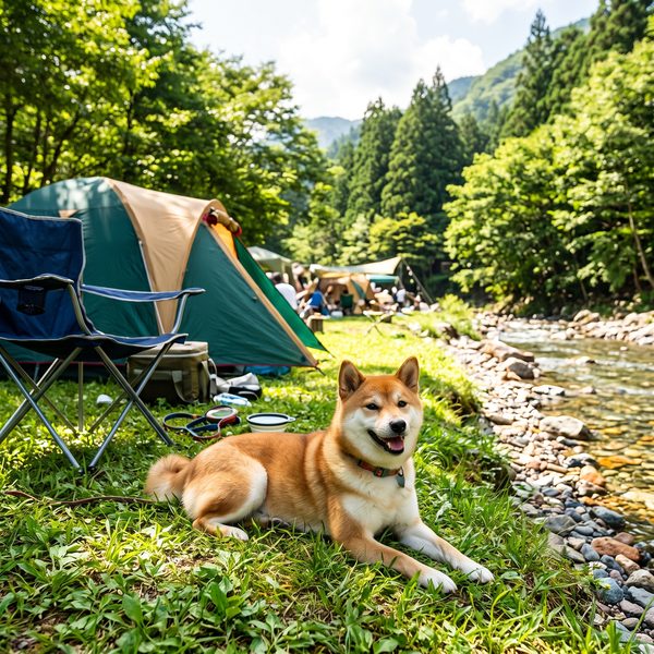 芝生でくつろぐ犬